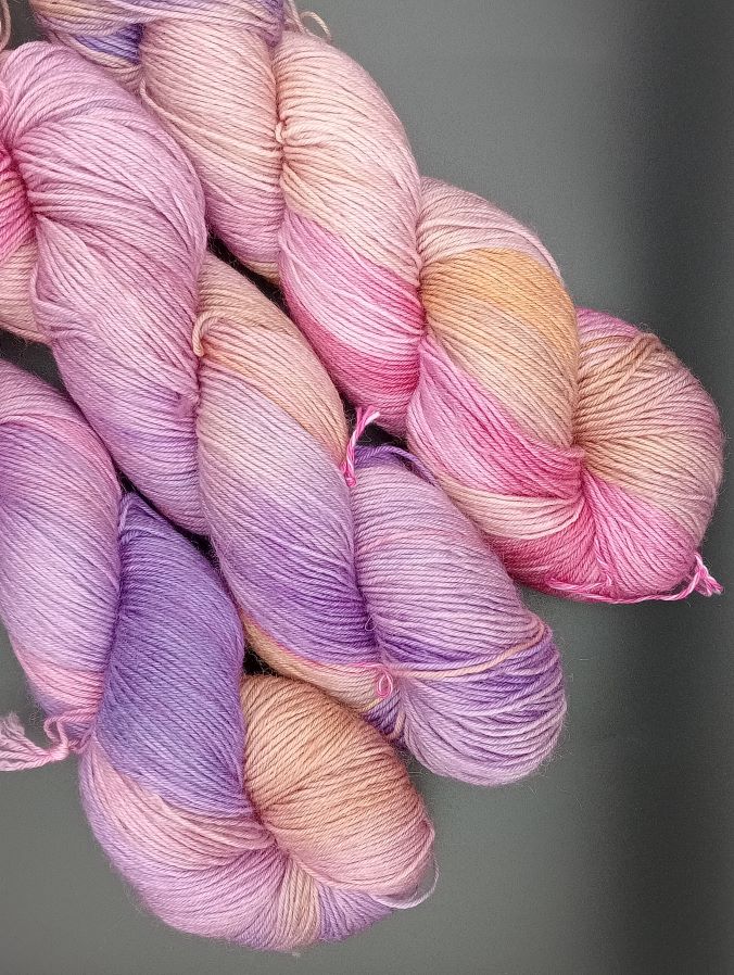 100G Bluefaced Leicester hand dyed Yarn 4 Ply- "Blackberries and Raspberries"