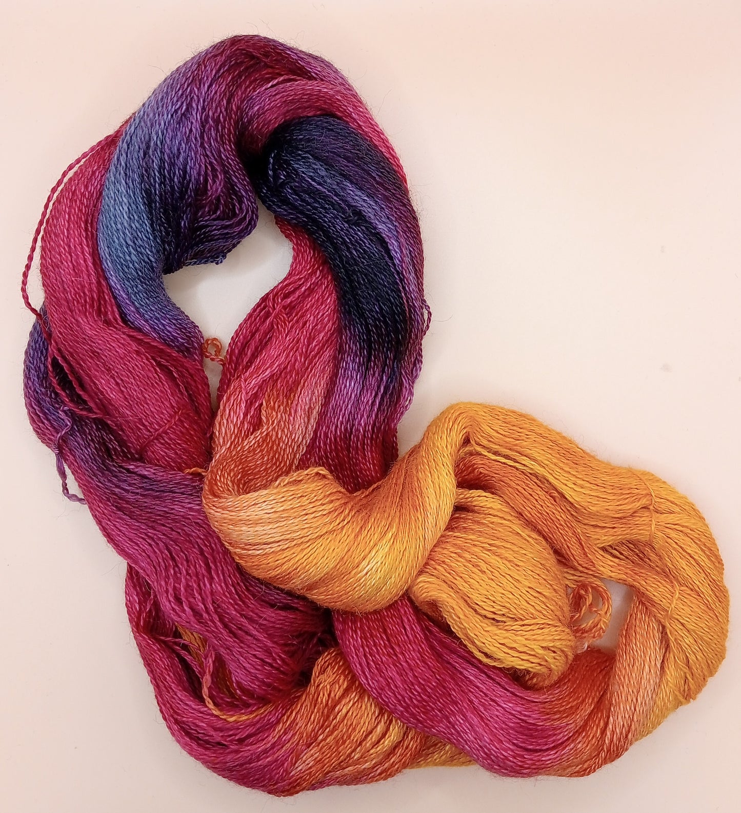"Pheonix" 100G Alpaca/Silk hand dyed Lace Weight Yarn