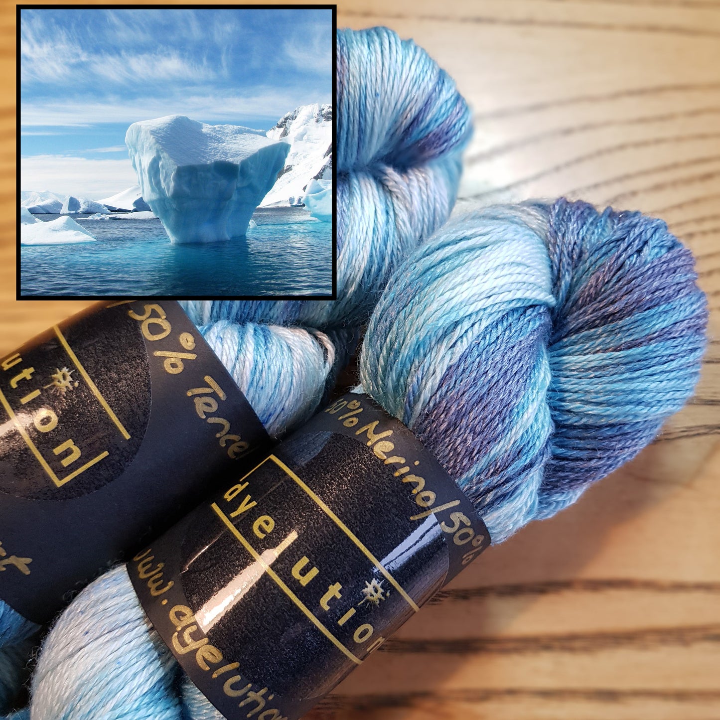 100G Merino/Tencel hand dyed luxury Yarn 4 Ply- "Glacial Light"
