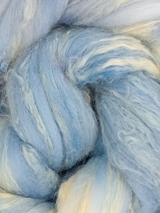 100G merino/soybean hand dyed fibre combed top - "Polar Express"