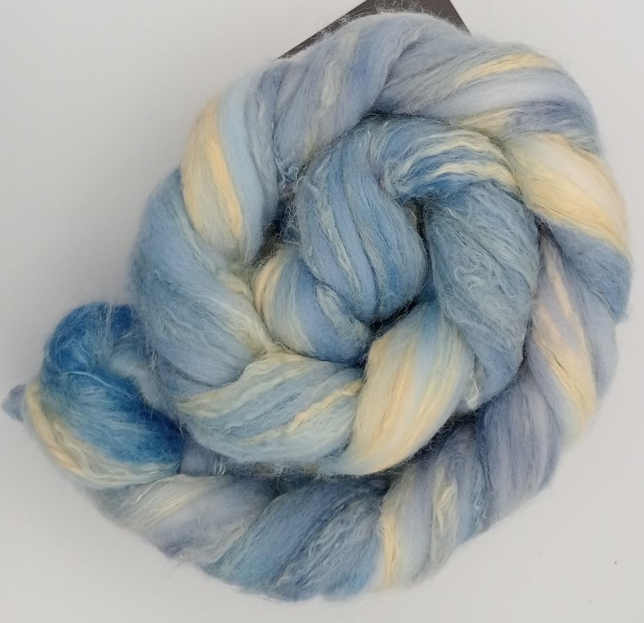 100G merino/soybean hand dyed fibre combed top - "Polar Express"