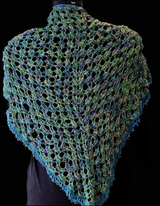 Peacock Crochet Silk Shawl - Limited Edition