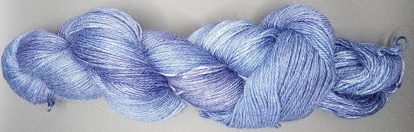 100G Alpaca/Silk/ Cashmere hand dyed 4 ply Yarn- "In the navy"