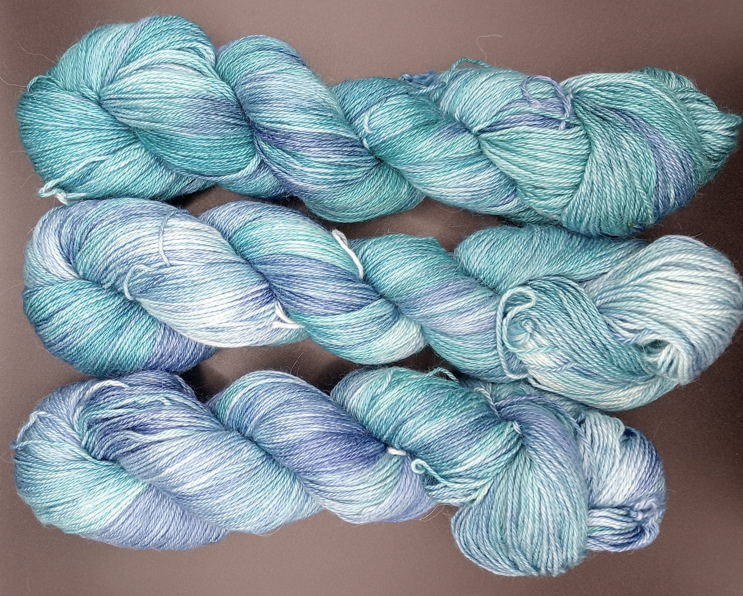 100G Alpaca/Silk/ Cashmere hand dyed 4 ply Yarn- "Ice Cap"