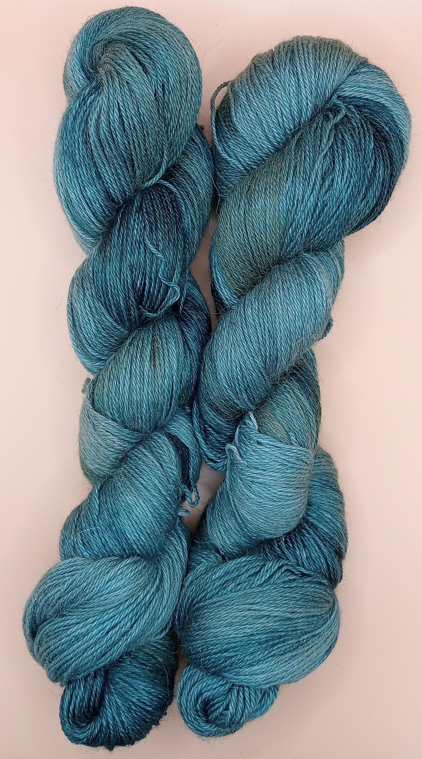 100G Alpaca/Silk/ Cashmere hand dyed 4 ply Yarn- "Emerald Forest"