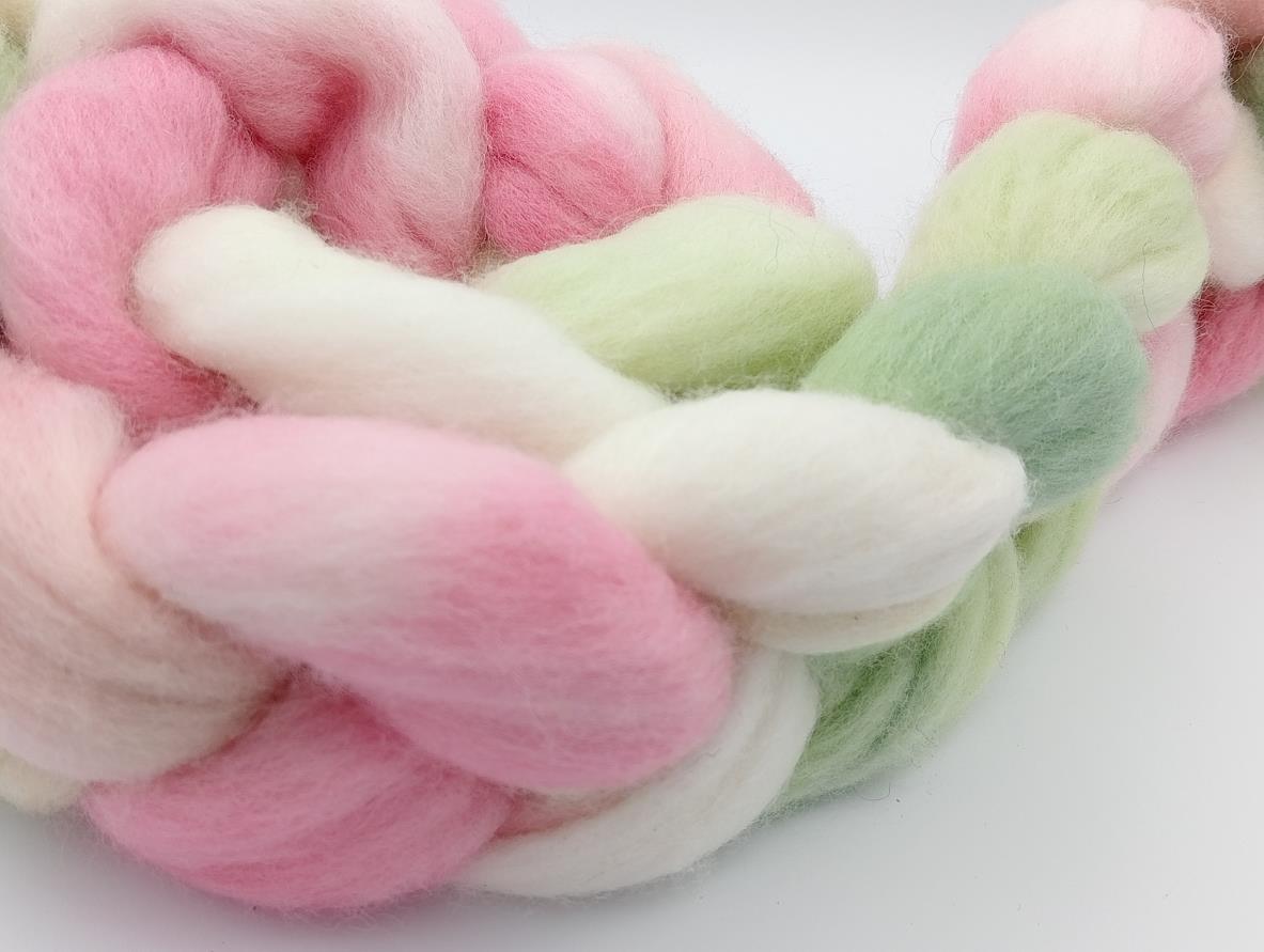 100G Falkland hand dyed fibre combed top - "Citrus Berry Sorbet"