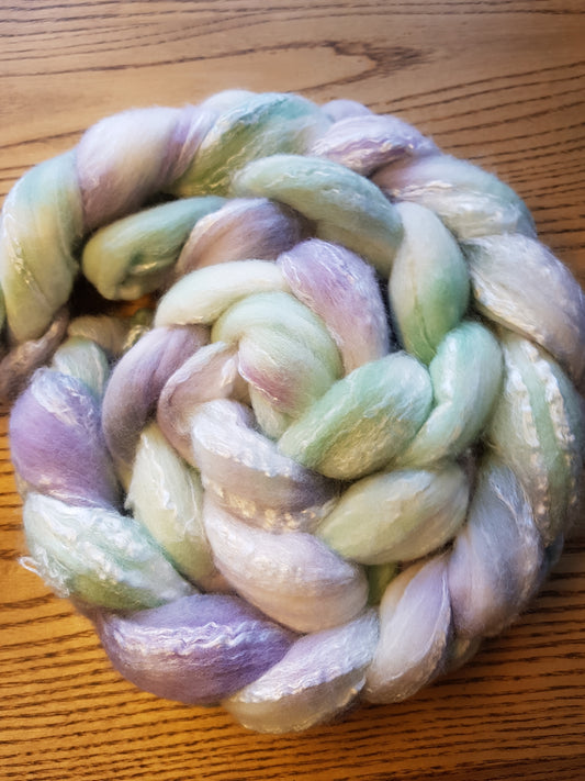 100G Merino/Tencel luxury fibre blend of hand dyed fibre combed top - "Sweet as..."