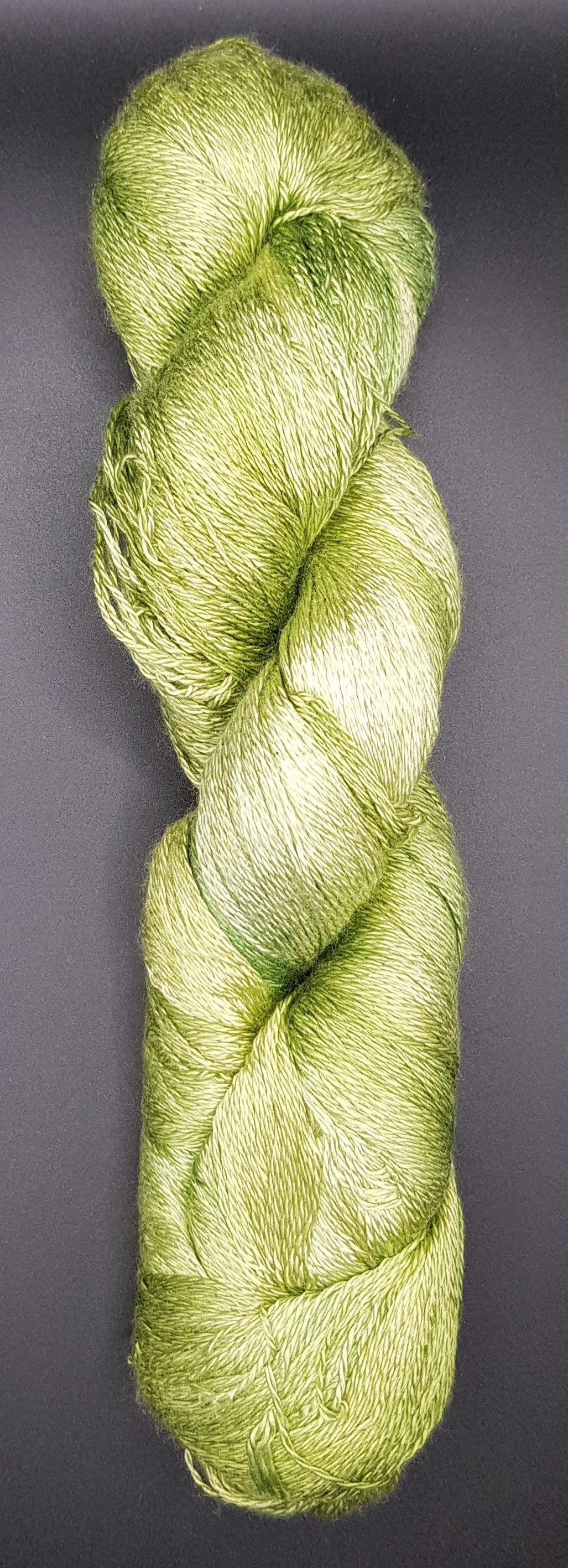 100G 'A' Grade Pure Mulberry Silk- "Spring Greens"  Hand Dyed Lace weight