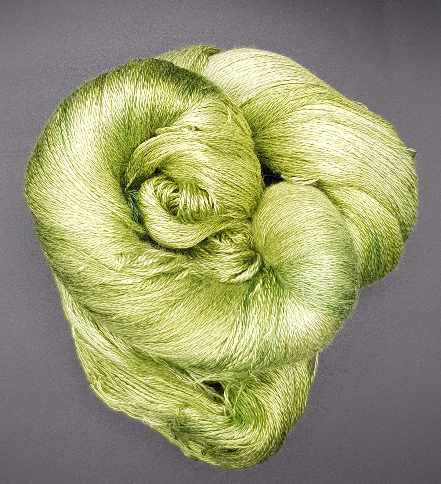 100G 'A' Grade Pure Mulberry Silk- "Spring Greens"  Hand Dyed Lace weight