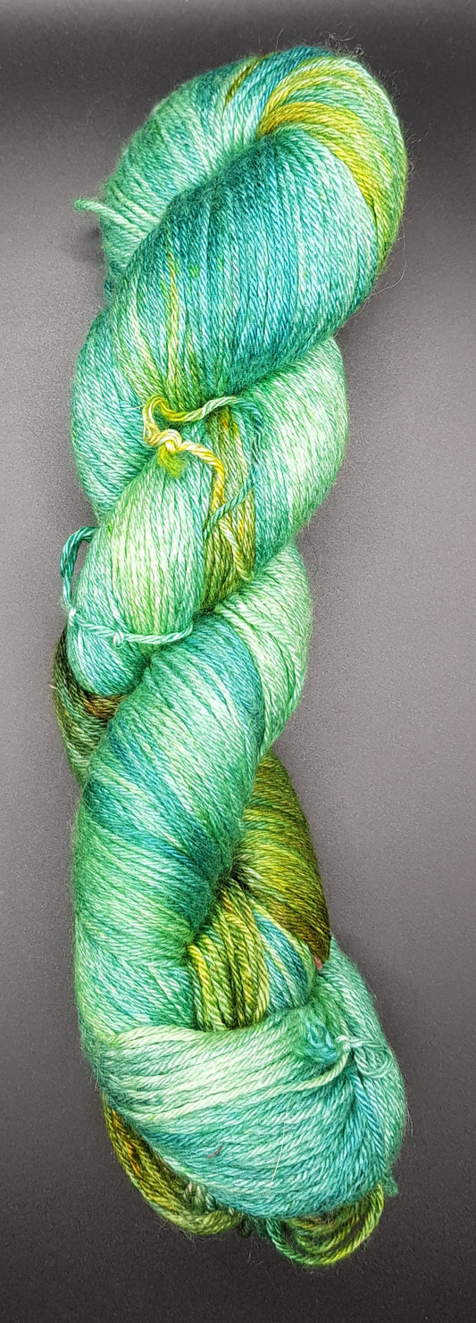 100G Bluefaced Leicester/Silk hand dyed 4 ply Yarn- "Esmiralda"
