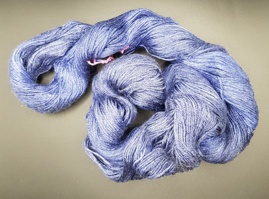 100G Bluefaced Leicester/Silk hand dyed 4 ply Yarn- "Cobalt"