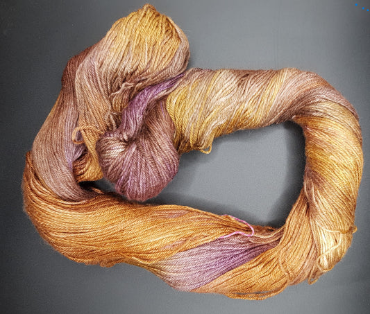 100G Bluefaced Leicester/Silk hand dyed 4 ply Yarn- "Opulence"