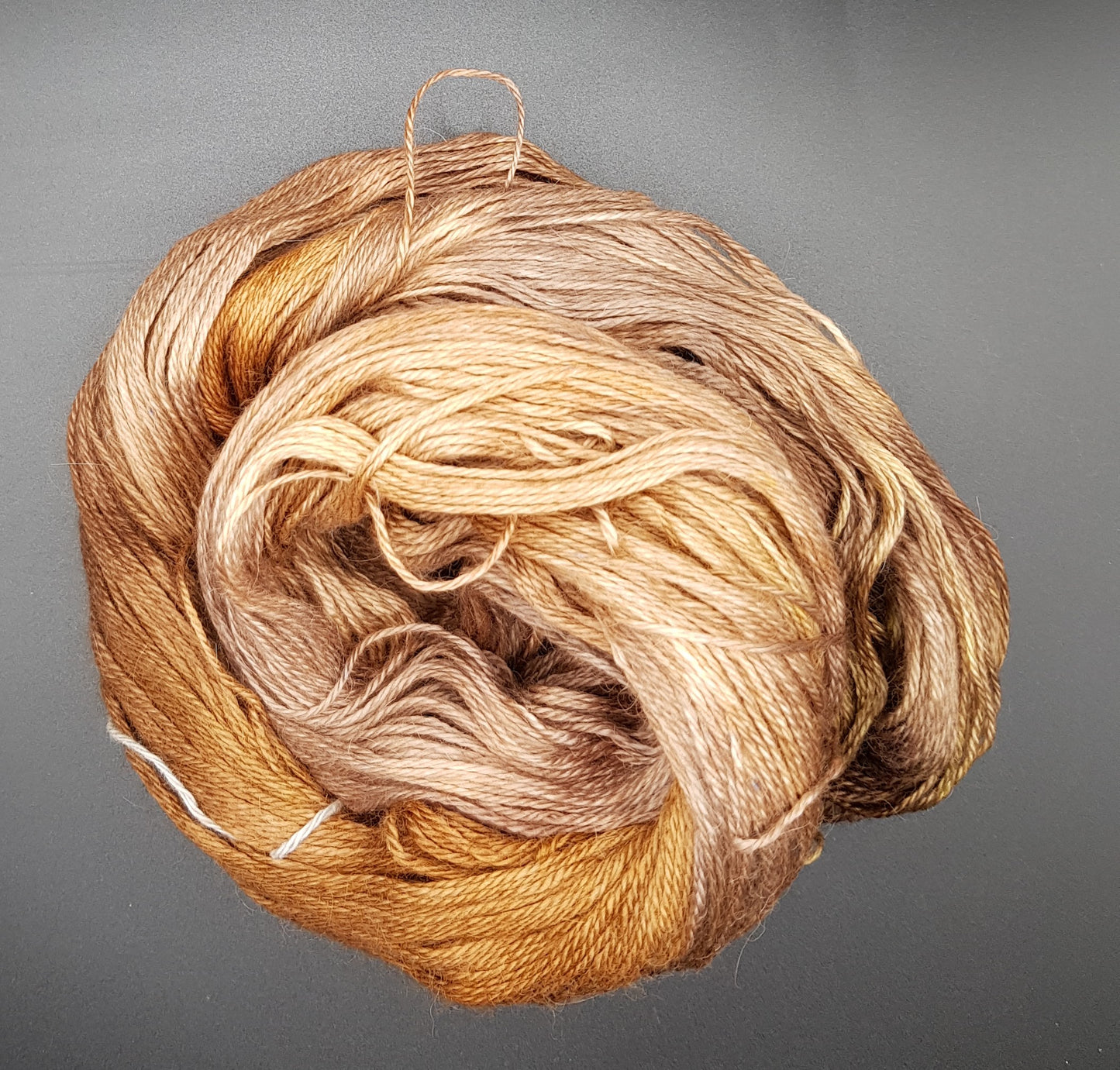 100G Alpaca/Silk/   Cashmere hand dyed 4 ply Yarn- "Conker"