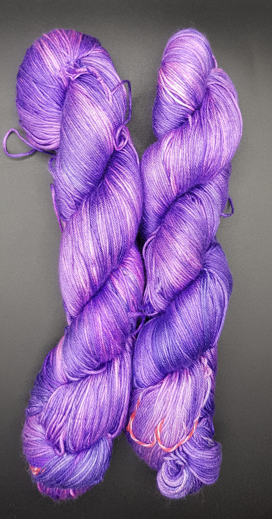 100G 'A' Grade Pure Mulberry Silk 4 Ply- "Vibrant Purples" Hand dyed