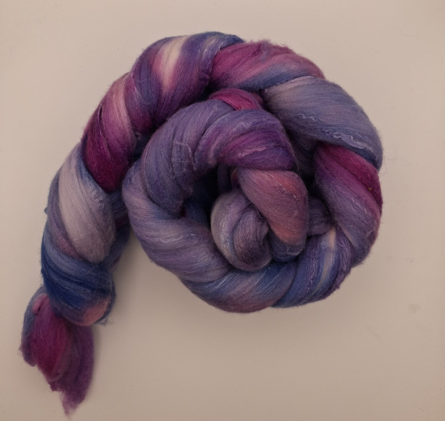 "Purple Shield" 100G Rambouillet/Silk luxury hand dyed fibre combed top