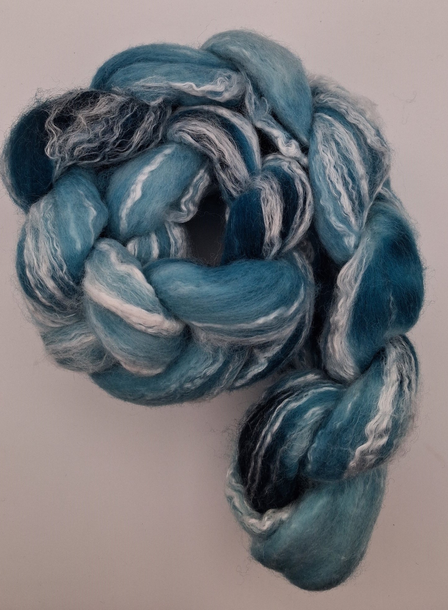 "Teal" 100G merino/bamboo hand dyed fibre combed top