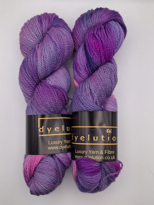 "Tyrian Purple" Kent Romney hand dyed 4 ply wool