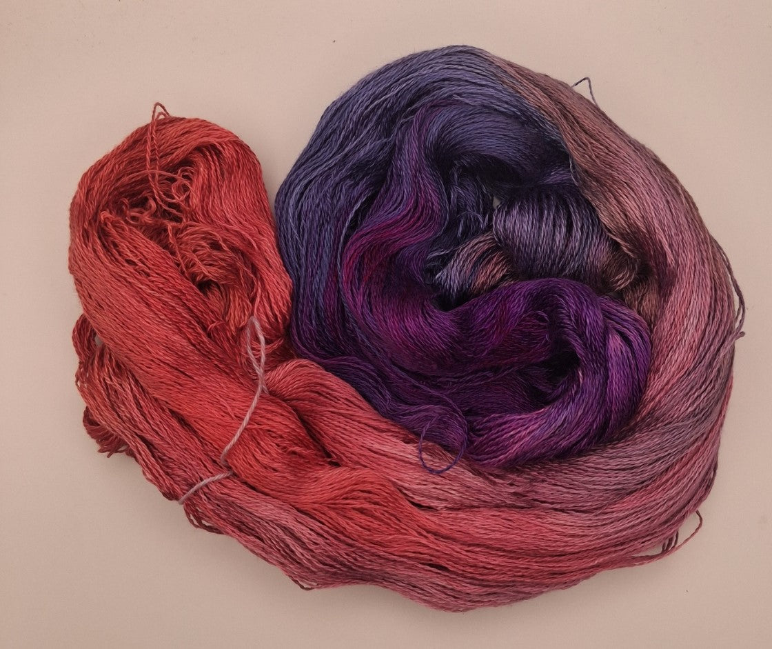 "Vesper"  Hand Dyed Lace weight 100G 'A' Grade Pure Mulberry Silk