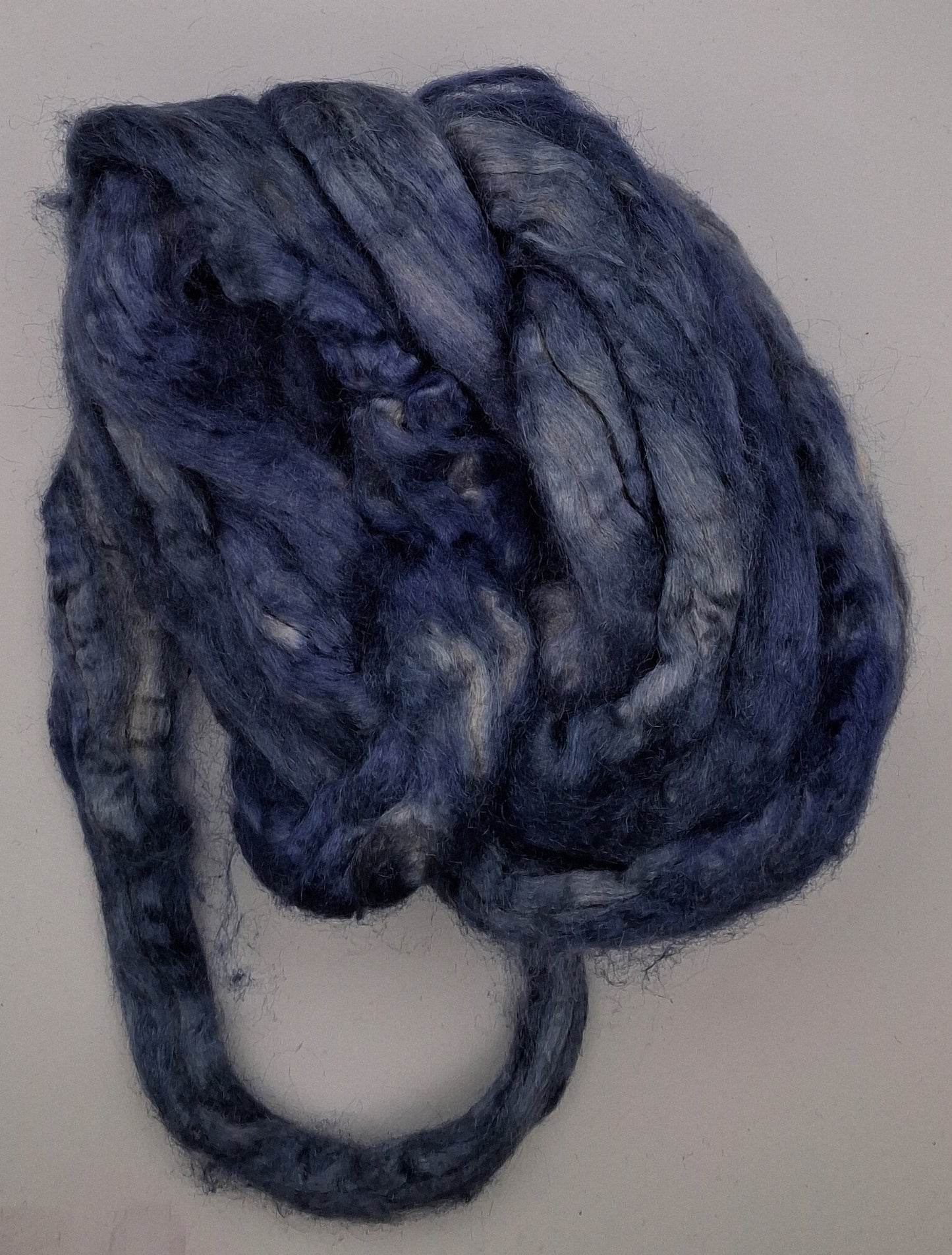 Hand dyed - blues Tussah silk top   - 50g