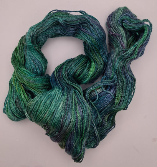 100G Merino/Tencel hand dyed luxury Yarn 4 Ply- "blue greens"