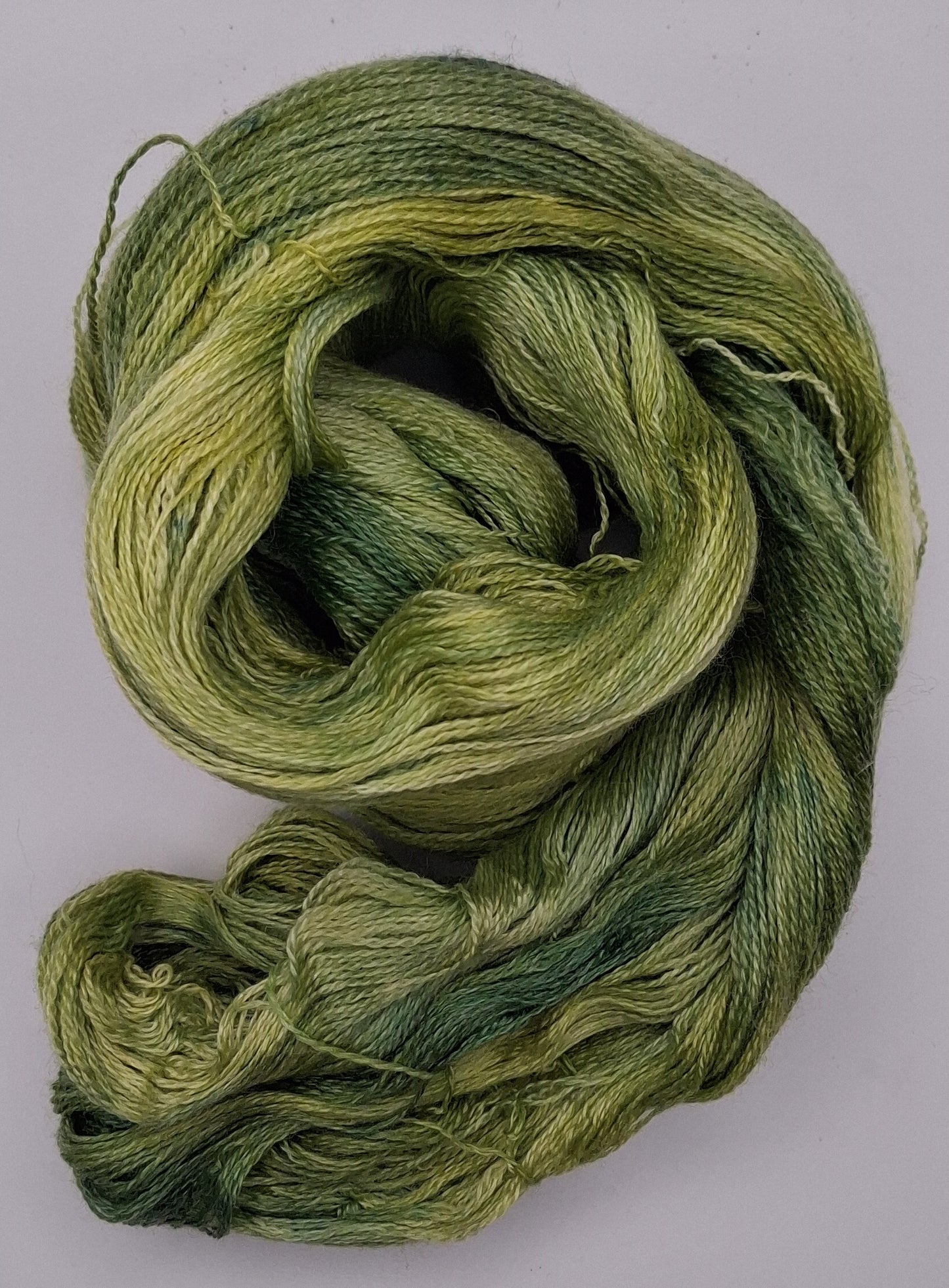 "Spring Greens" 100G Merino/Tencel hand dyed luxury Lace Weight Yarn