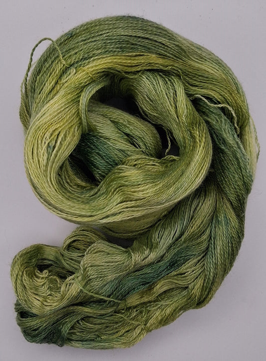 "Spring Greens" 100G Merino/Tencel hand dyed luxury Lace Weight Yarn