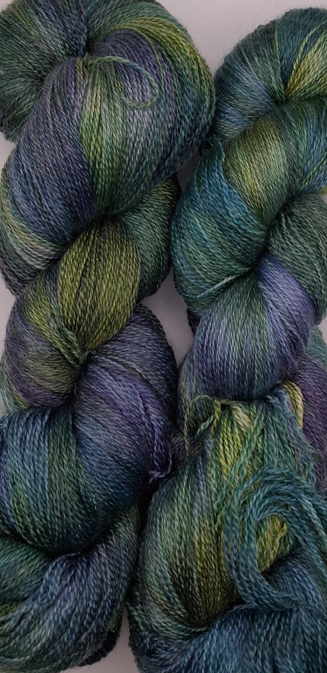 "Peacock" 100G Merino/Tencel hand dyed luxury Lace Weight Yarn