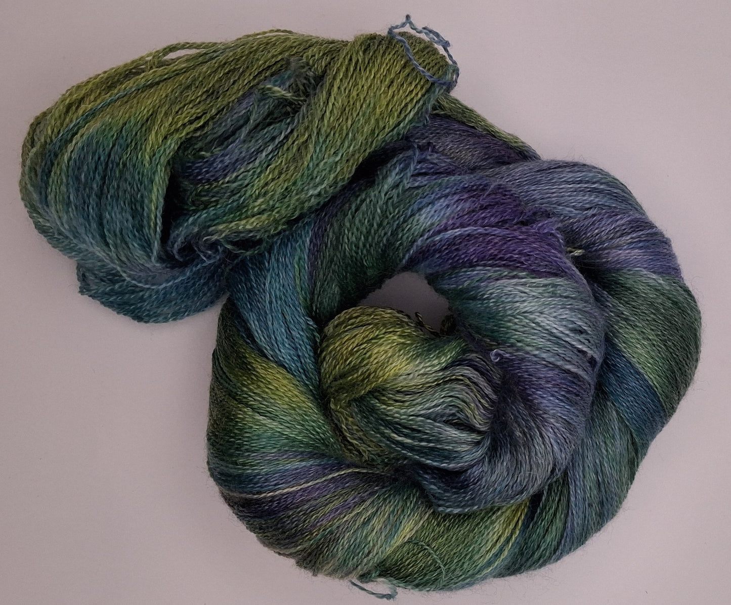 "Peacock" 100G Merino/Tencel hand dyed luxury Lace Weight Yarn