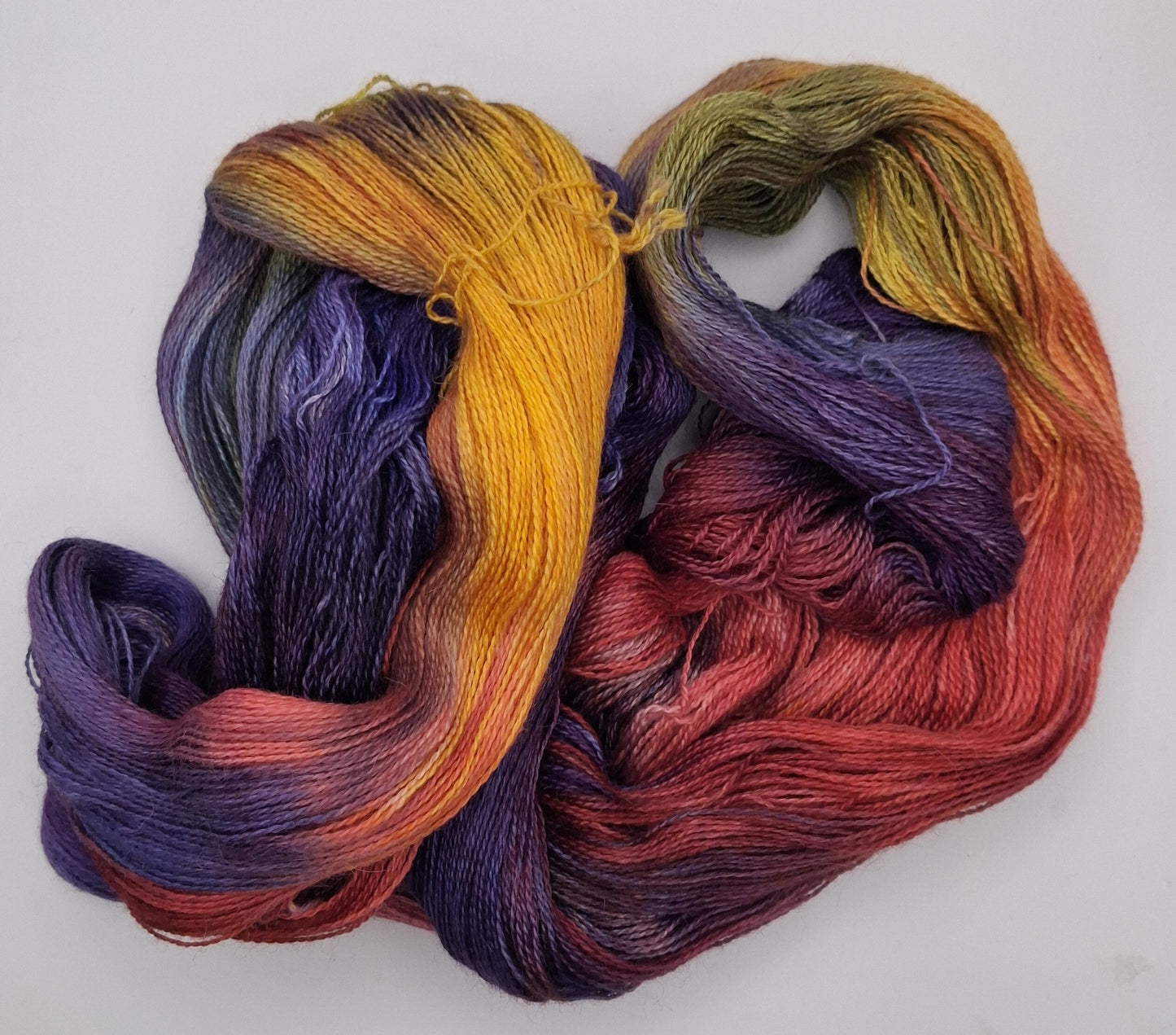 "Firecracker" 100G Alpaca/Silk/   Cashmere hand dyed Lace Weight Yarn