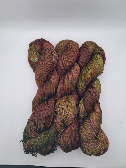 "Woodland Walk" - 4 ply - 100G Merino/Silk/Yak hand dyed luxury Yarn