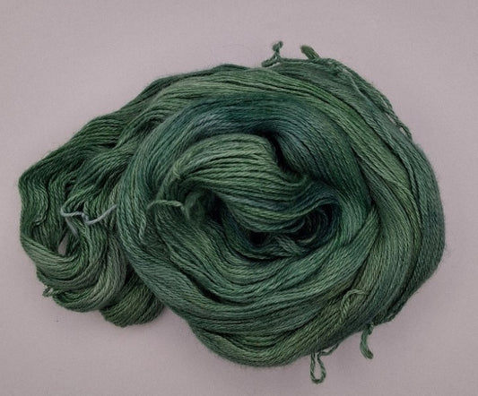 "Spring Greens" 4 ply hand dyed yarn 100G Alpaca/Silk/   Cashmere