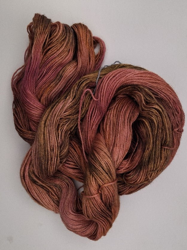 "Redwoods" 4 ply  hand dyed 100G Alpaca/Silk/   Cashmere Yarn