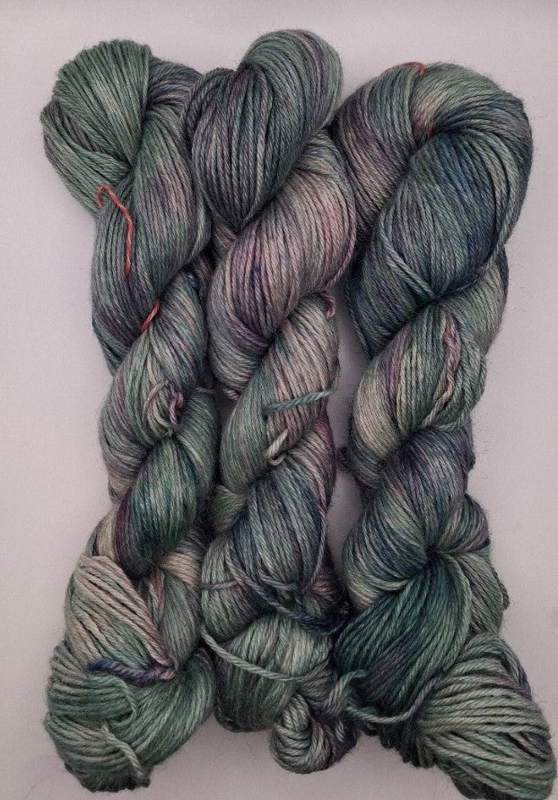 "Blue Lagoon"  Alpaca/Silk/   Cashmere hand dyed DK Yarn