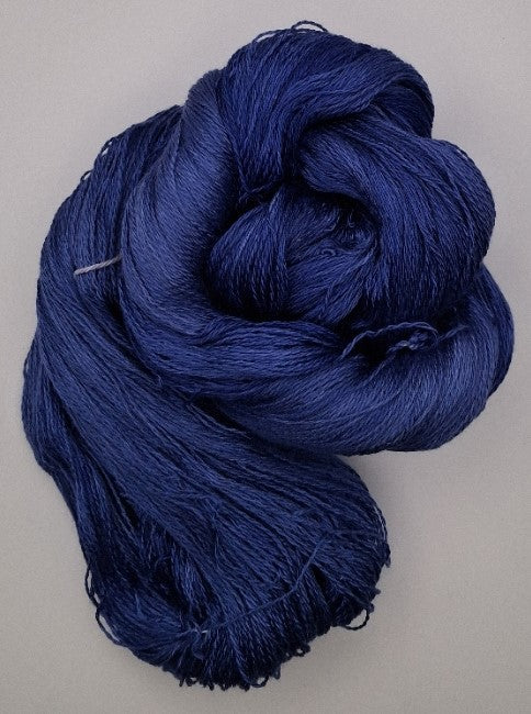 "Royal Blues" 100G 'A' Grade Pure Mulberry Silk-  Hand Dyed Luxury Lace weight