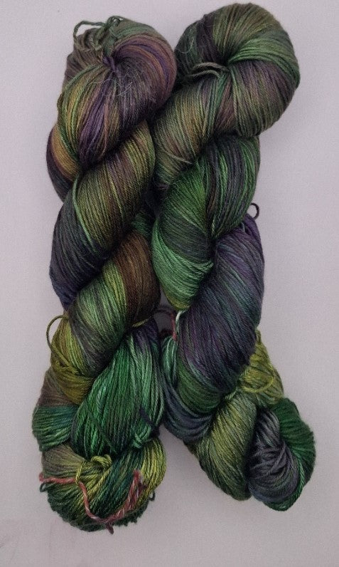 "Peacock Greens"  4 ply 100G 'A' Grade Pure Mulberry Silk hand dyed