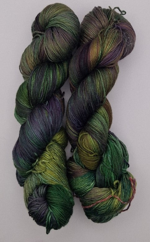 "Peacock Greens"  4 ply 100G 'A' Grade Pure Mulberry Silk hand dyed