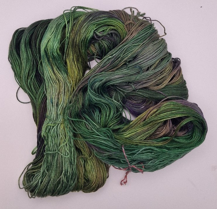 "Peacock Greens"  4 ply 100G 'A' Grade Pure Mulberry Silk hand dyed