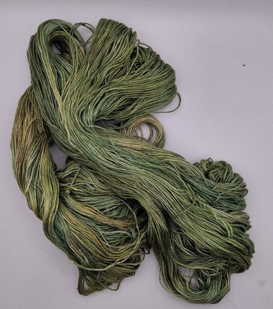 "Olive Greens" - 4 ply 100G 'A' Grade Pure Mulberry Silk Hand dyed