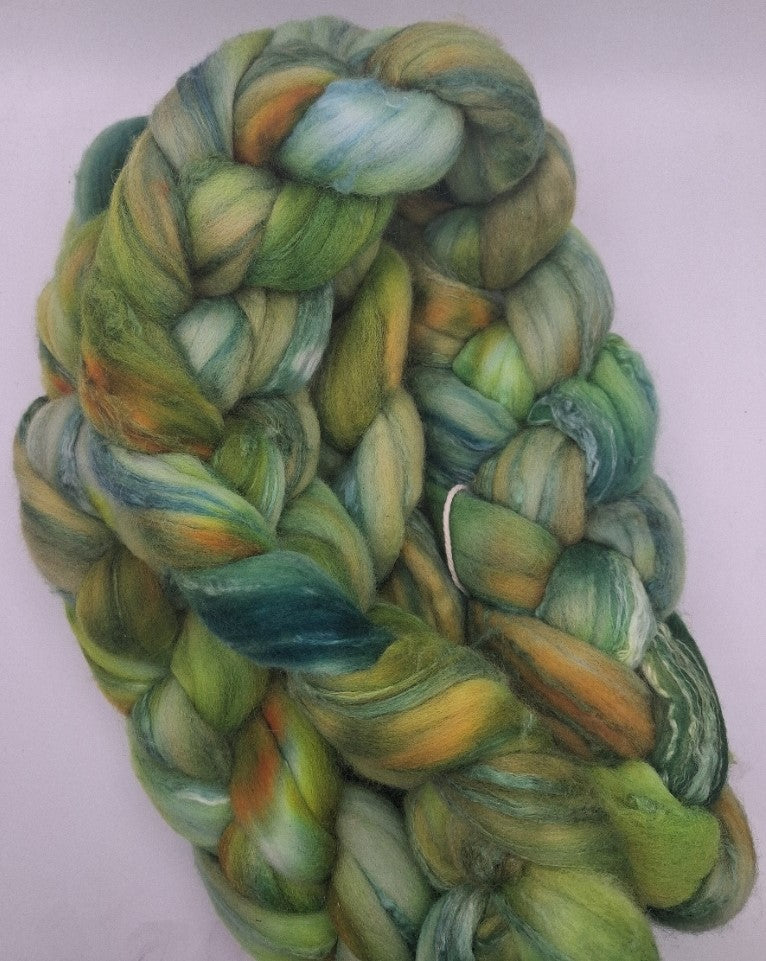 "Canteloupe" 100G Merino/Silk hand dyed fibre combed top