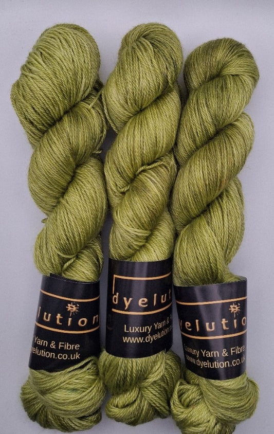 "Olive" 100G Merino/Tencel hand dyed luxury Yarn 4 Ply