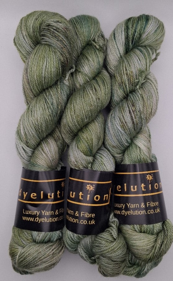 "Sage Green" 100G Merino/Tencel hand dyed luxury Yarn 4 Ply