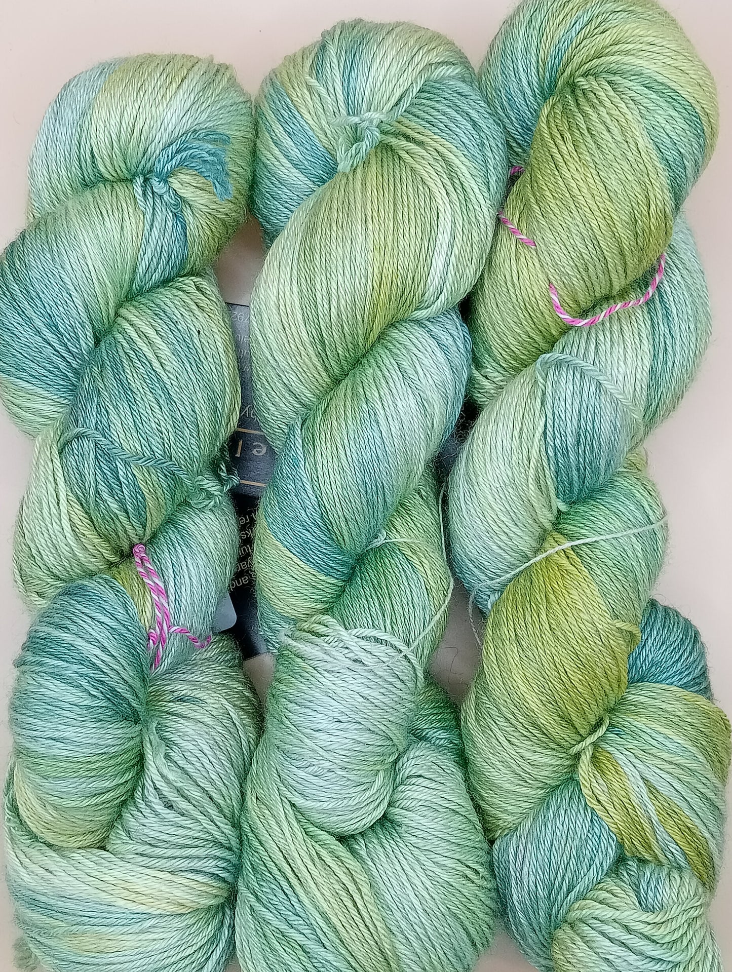 100G Bluefaced Leicester/Silk hand dyed 4 ply Yarn- "Evergreen Amaryllis"