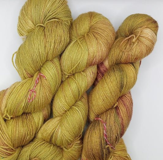 100G Merino/Silk hand dyed4 ply Yarn- "Golden Grove"