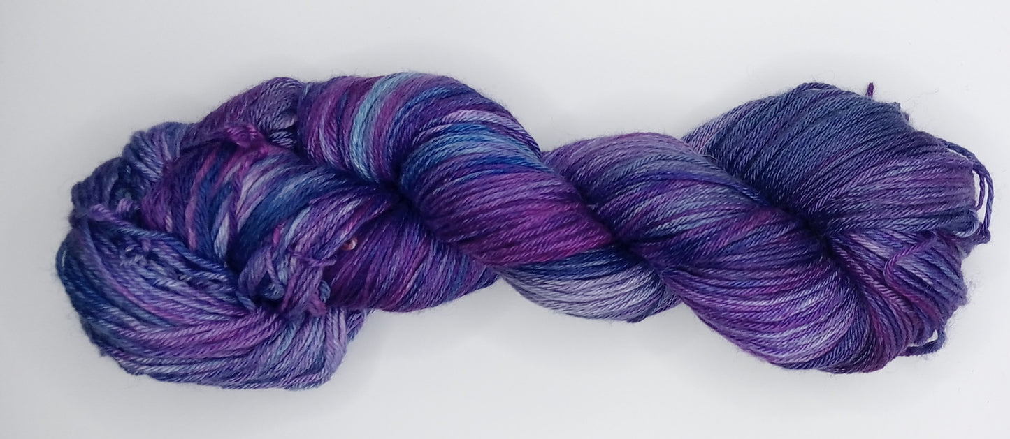 100G Merino/Silk hand dyed luxury Yarn 4 Ply- "Interstellar"
