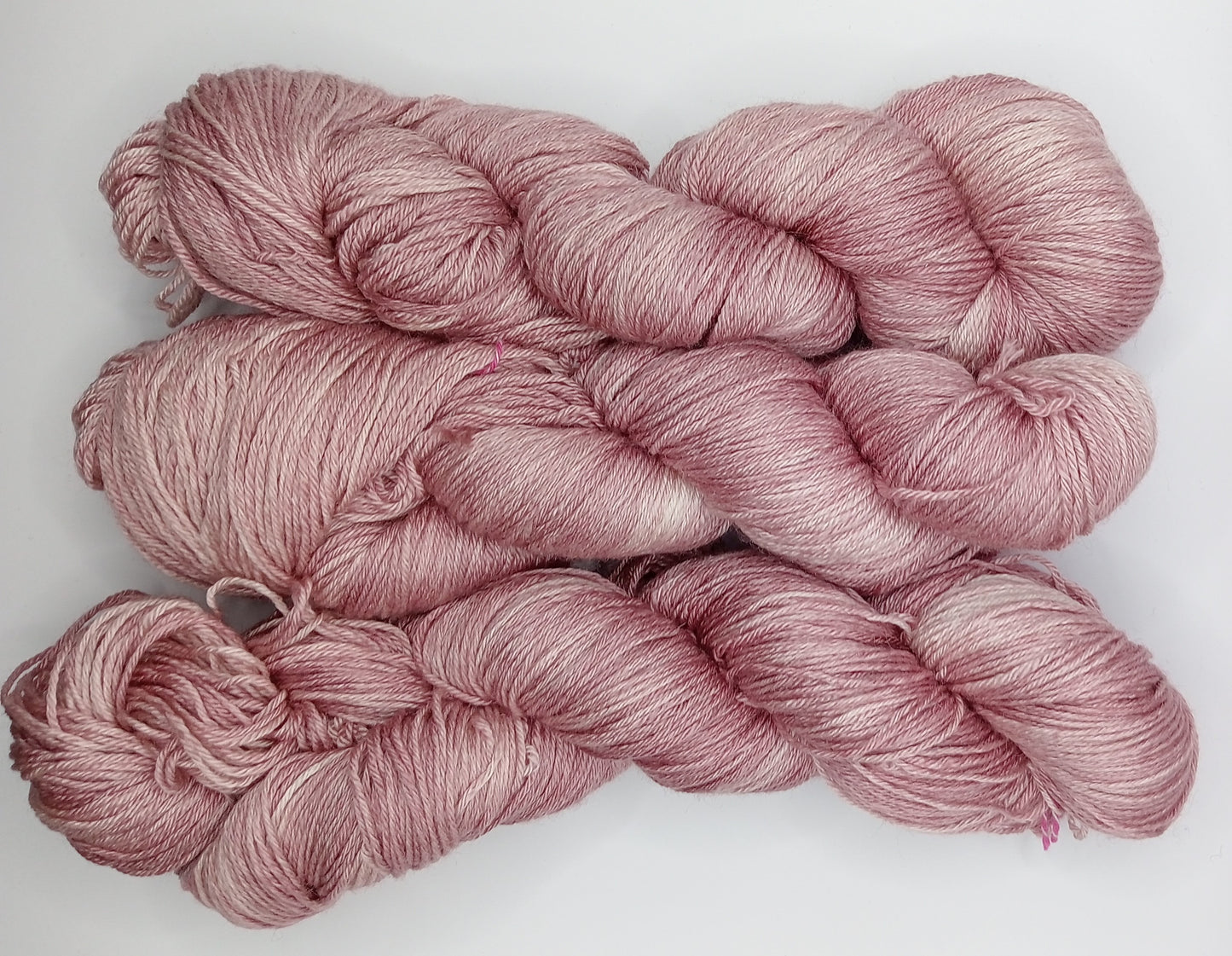 100G Bluefaced Leicester/Silk hand dyed 4 ply Yarn- "Camellia"