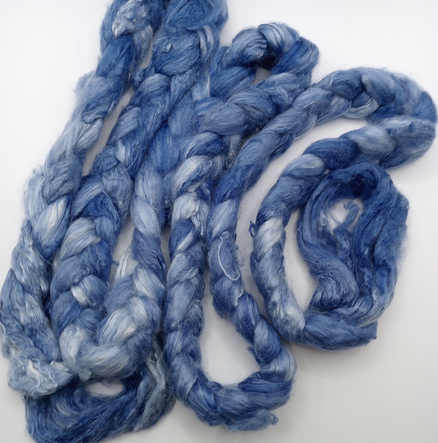 50G 'A' Grade Pure Mulberry Silk- "blues" Hand Dyed Luxury