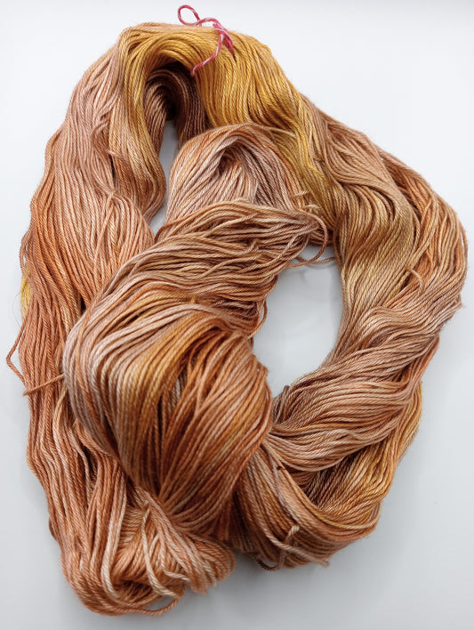 100G 'A' Grade Pure Mulberry Silk 4 Ply- "Gold tones"  Hand Dyed