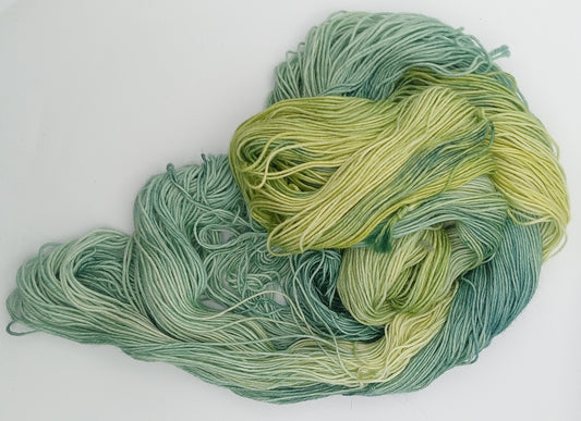 100G Merino/baby Alpaca/Silk hand dyed Yarn 4 Ply- "Verdant"