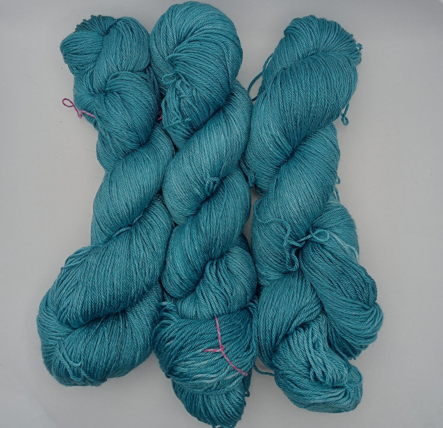 100G Bluefaced Leicester/Silk hand dyed 4 ply Yarn- "Squeal for Teal"