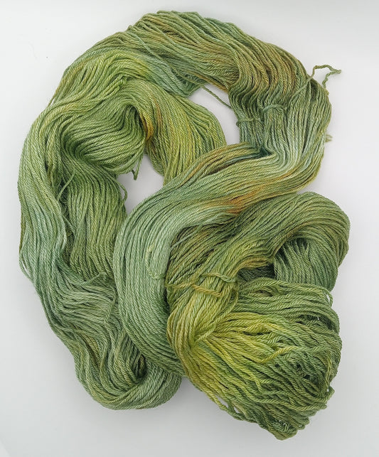 100G Bluefaced Leicester/Silk hand dyed 4 ply Yarn- "Advocado"